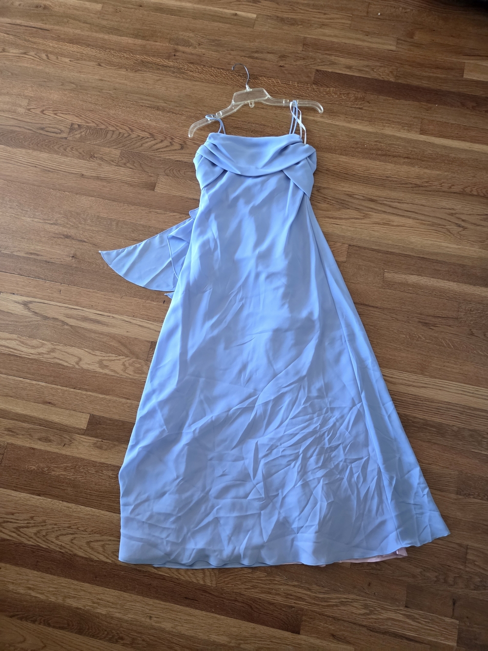 Betsy & Adam Powder Blue Double-Spaghetti Strap Gown